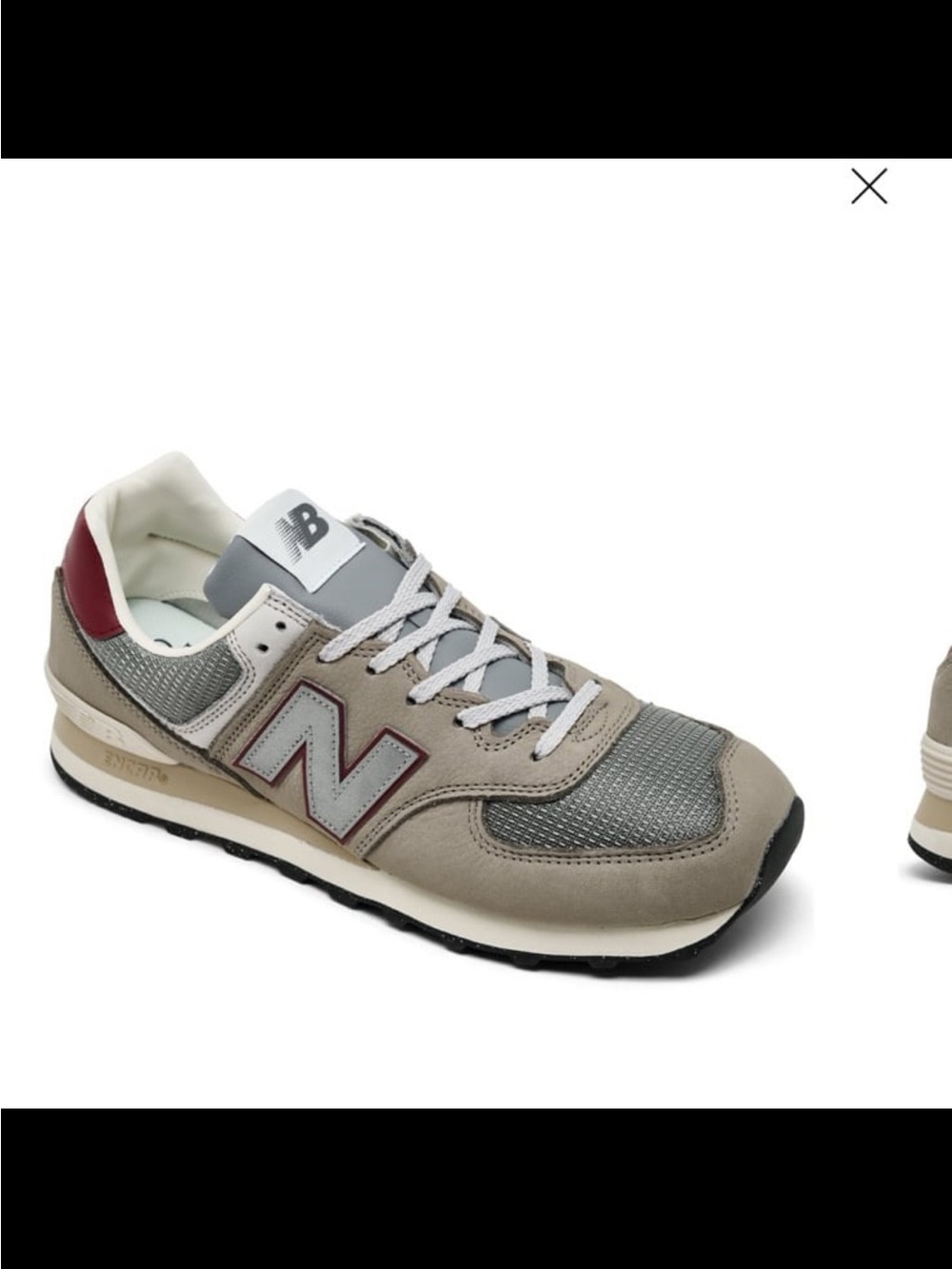 New Balance men’s 574 casual sneakers color beige burgundy size 12